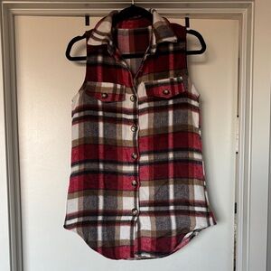 NWOT Plaid Button-Up Sleeveless Top Vest